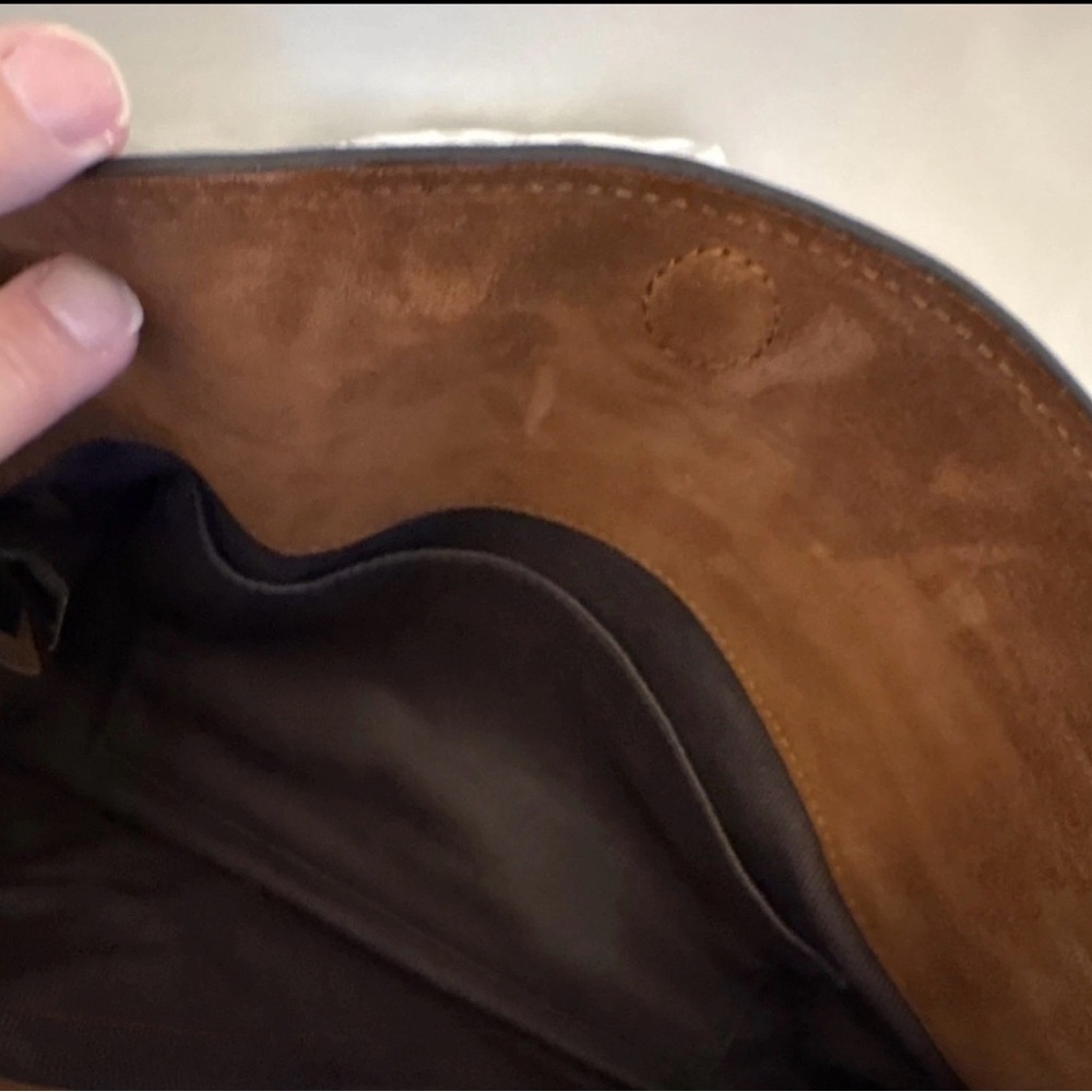 Marc Jacobs Brown Suede Dakota  Satchel Belt-Detail Shoulder Bag Black Handles - Picture 7 of 9